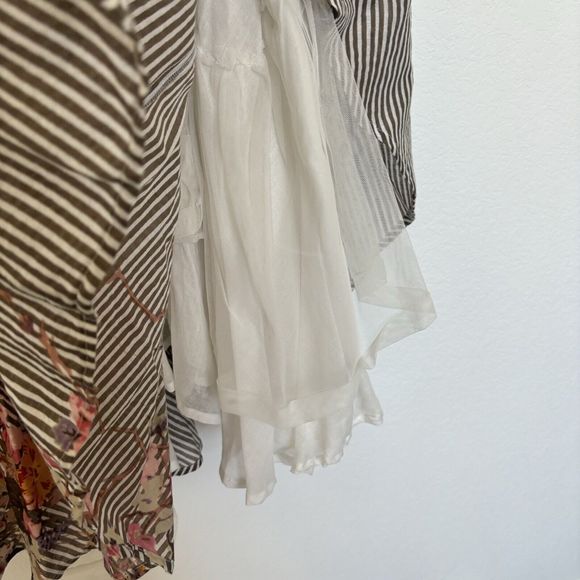 Antica Sartoria Brown White Striped Floral Print Petticoat Sun Dress Womens 3 - Picture 5 of 10